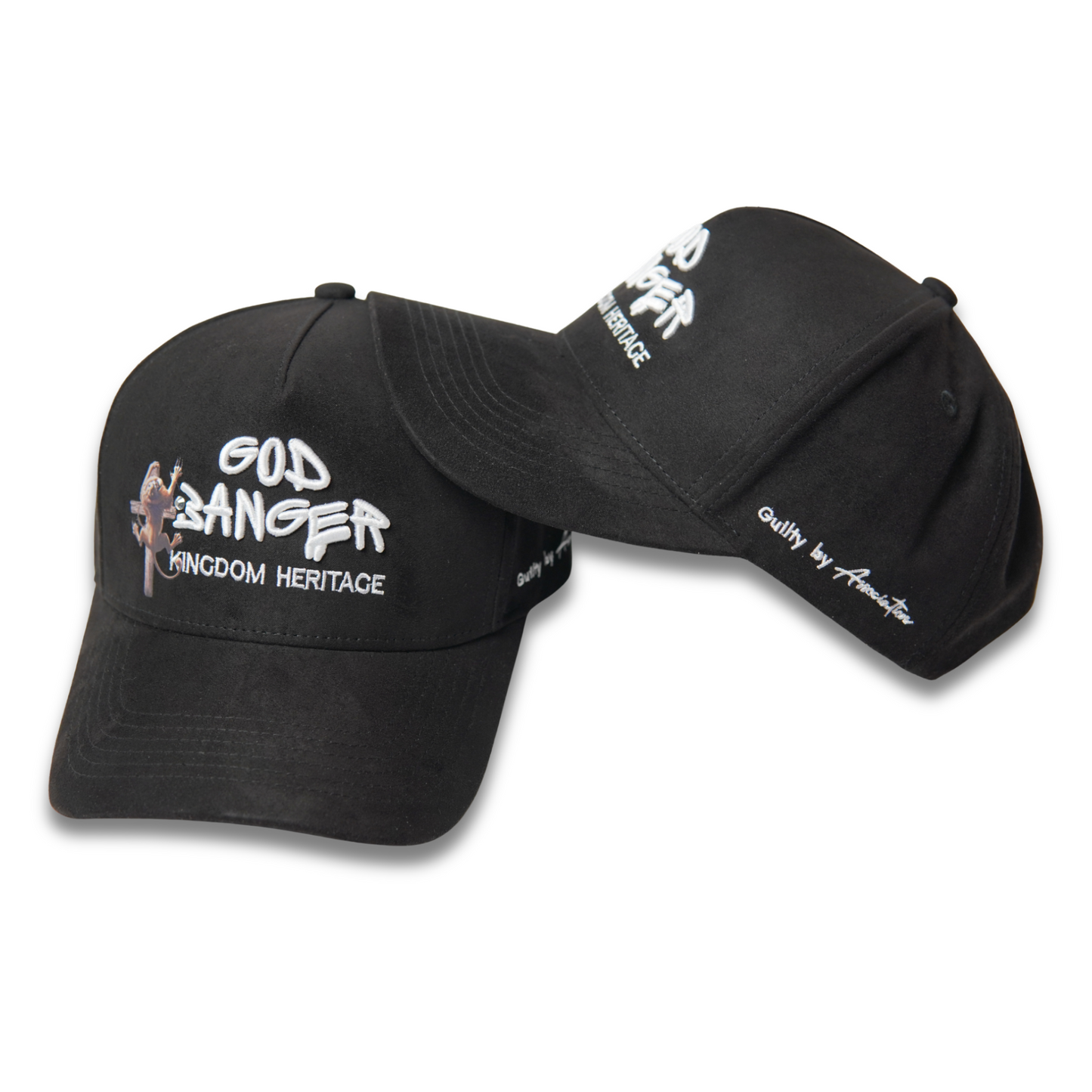 God Banger black suede Christian hat by Cotton Faith