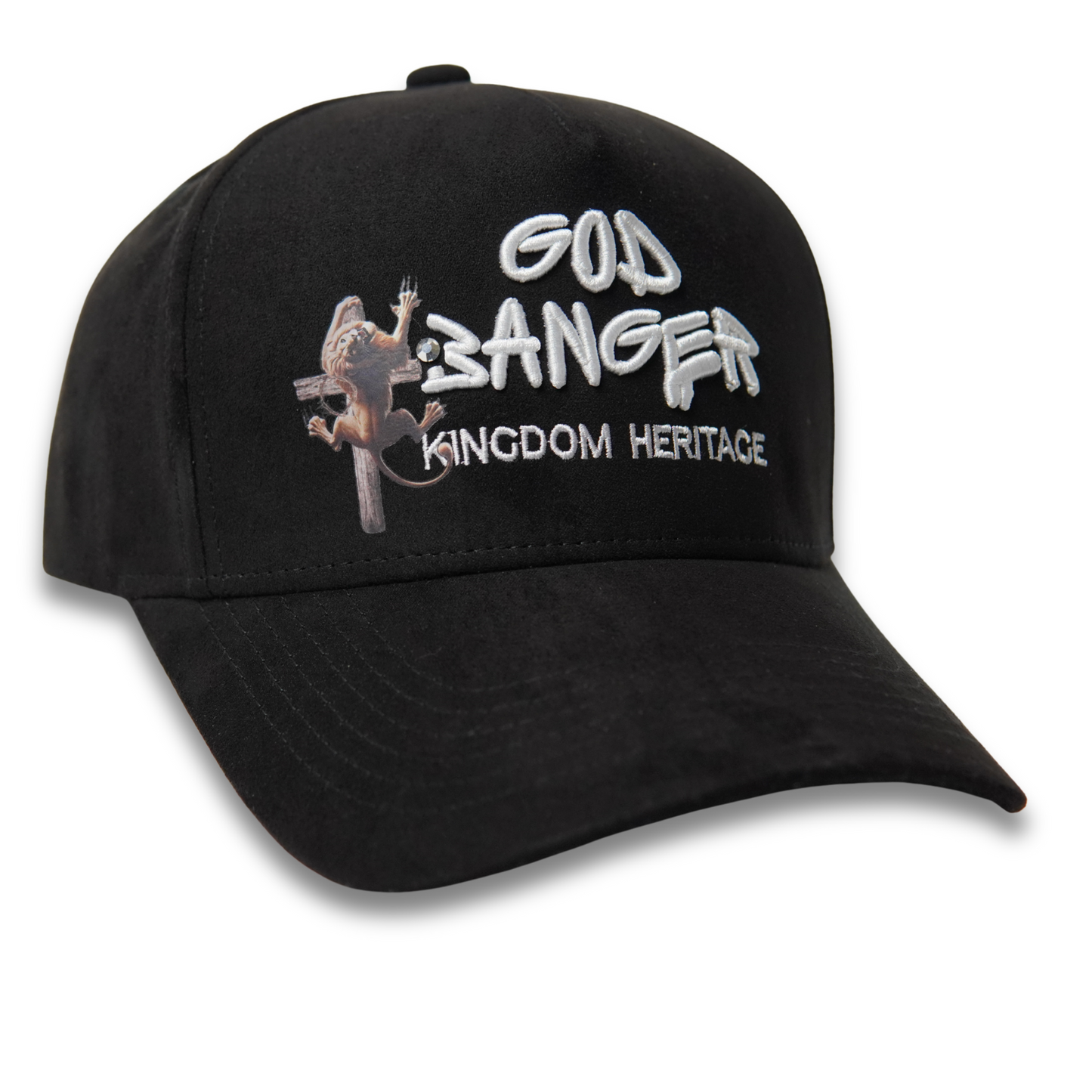 God Banger black suede Christian hat by Cotton Faith