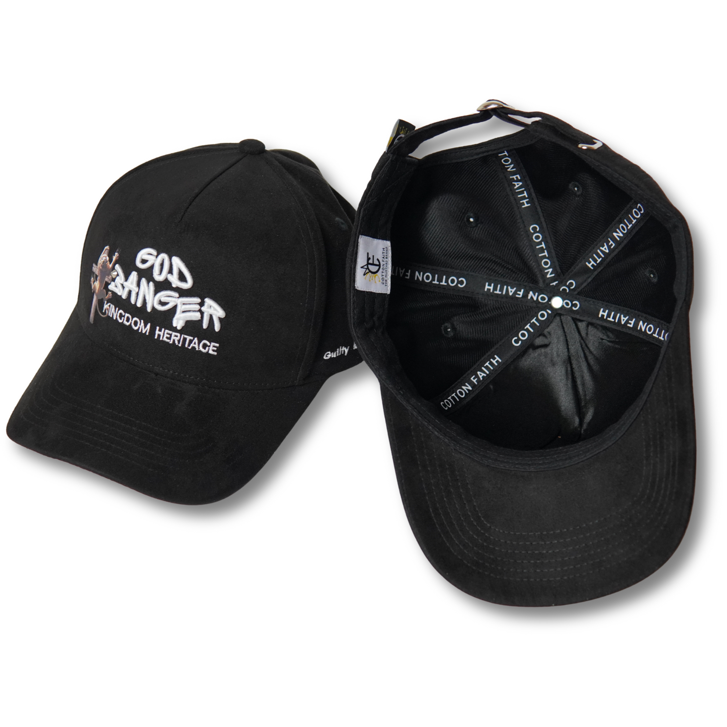 God Banger black suede Christian hat by Cotton Faith