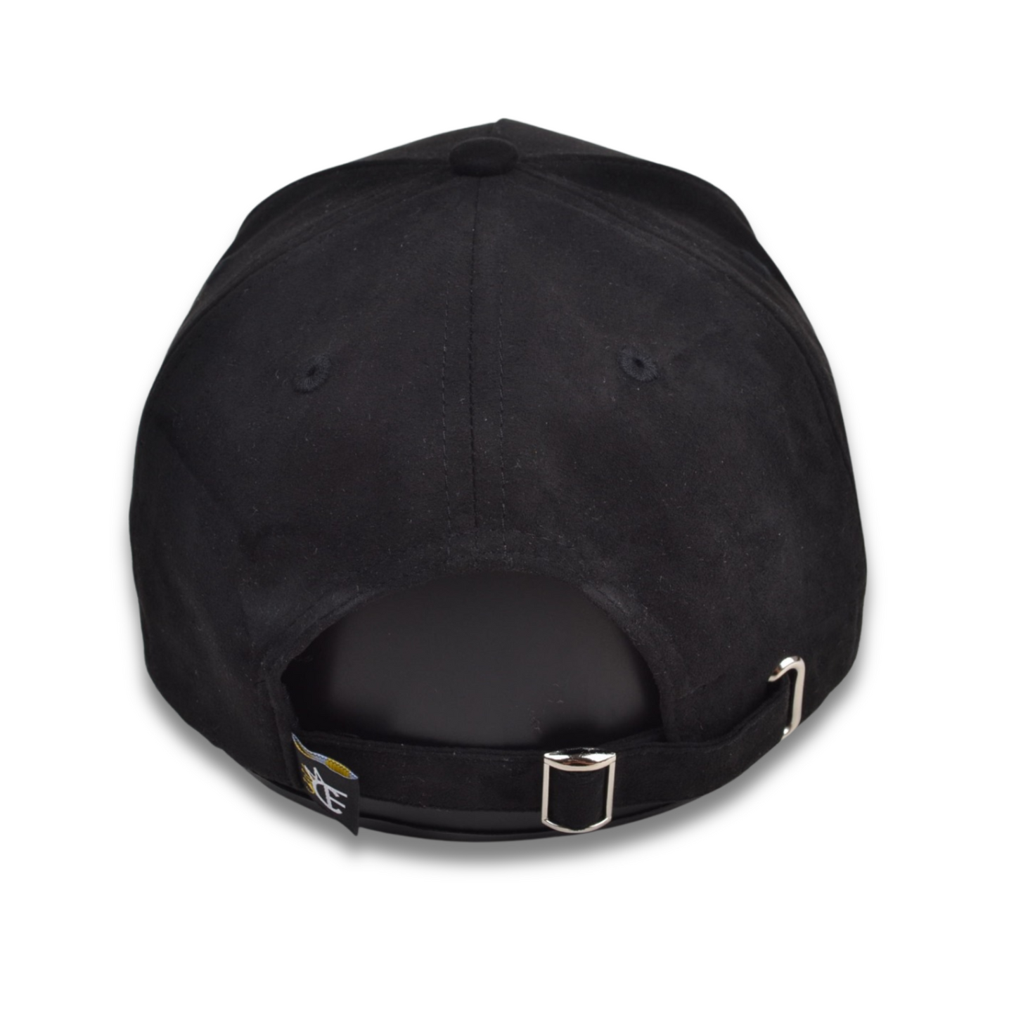 Back view showing adjustable metal buckle strap with Cotton Faith woven