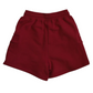 Back side of maroon believer shorts