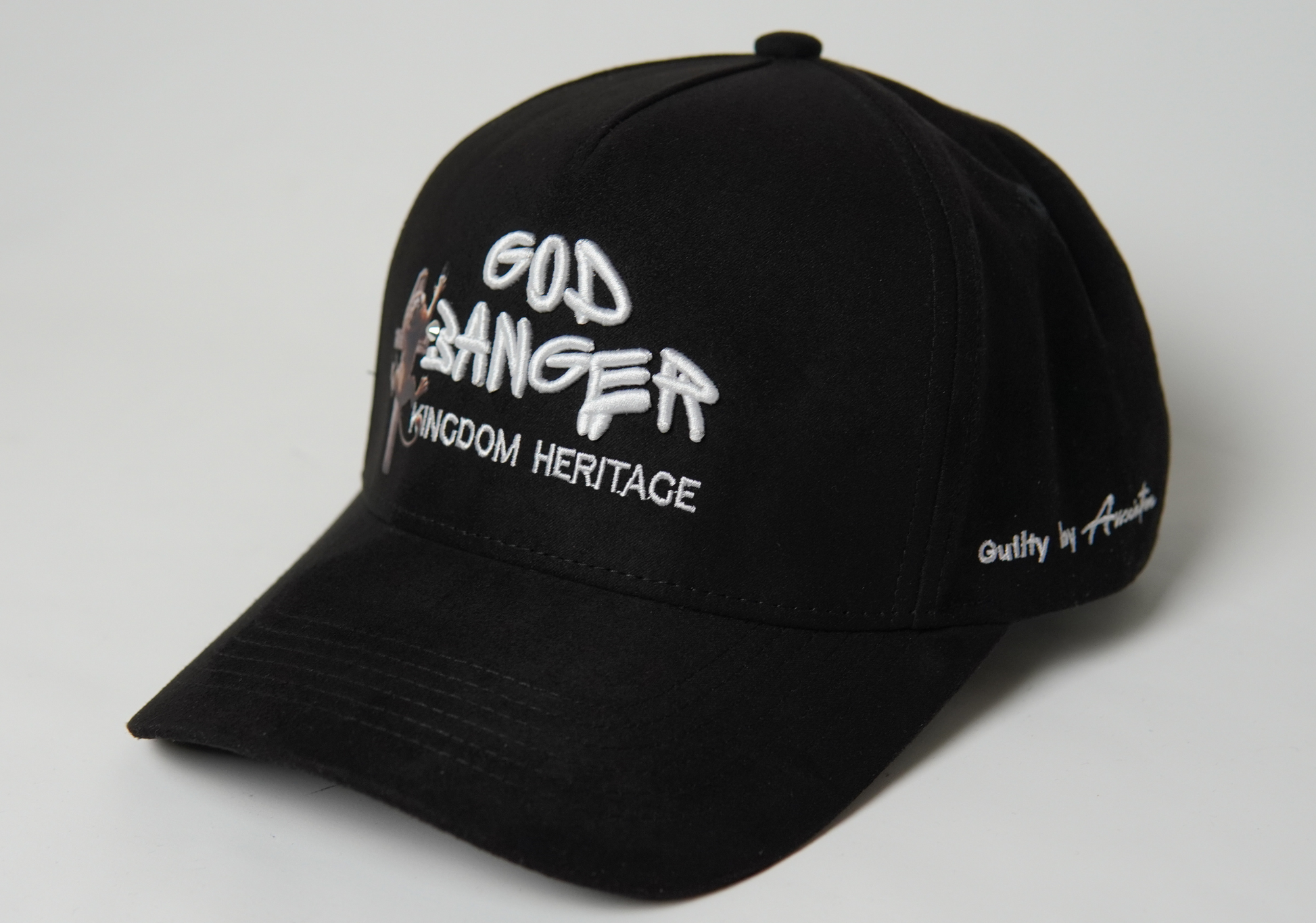 God Banger black suede Christian hat by Cotton Faith
